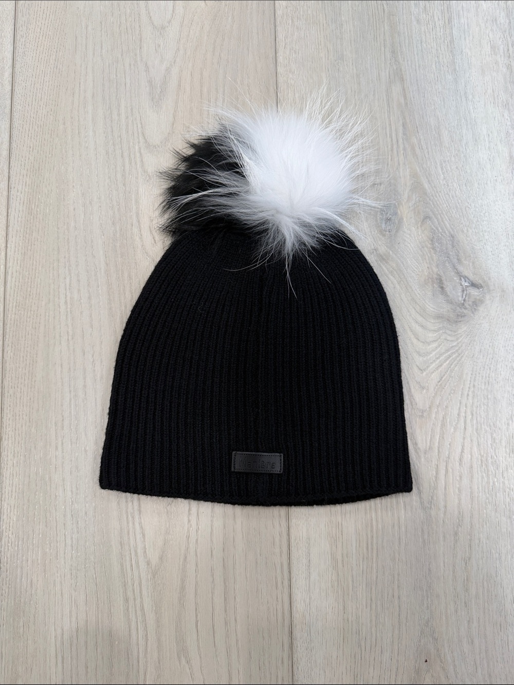 Manière Knitted Wool Hat with Faux Fur Pom